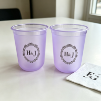 Gobelets en plastique personnalisés avec logo, 10 oz et 14 oz, jetables, pour café glacé, boissons froides, en PET et PP, faible MOQ, avec couvercles et pailles, pour stades, cocktails, mariages