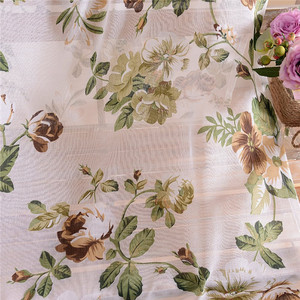 Vente chaude Élégant Marron Fleur Faux Lin Numérique Imprimé Salon Chambre 54 Pouces Voilages// - Product Image 5