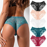 Celana Dalam Wanita Seksi Model Mid-Waist dengan Sentuhan Sensual, Bahan Bernapas, Aksen Renda, Model Segitiga untuk Perdagangan Luar Negeri
