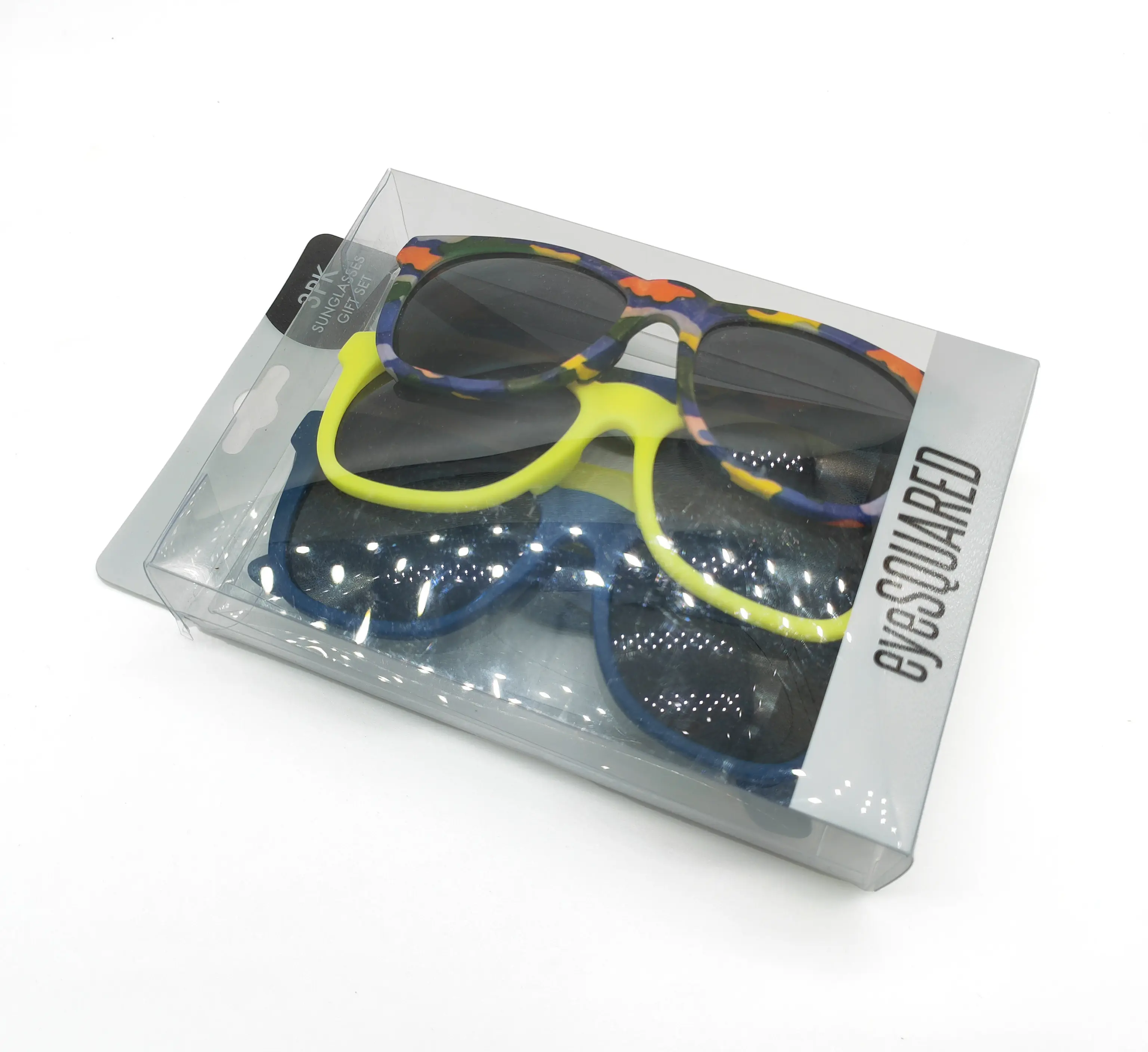 نظارات شمسية جديدة للأطفال بتصميم شخصي لطيف 3 طقم صندوق هدايا نظارات للأطفال