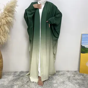 Newly Released Casual Open Abaya Muslim Islamic Clothing Modest Fashion Gradient Abaya For Women 2023