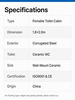 Cabine de toilettes portable 1,8 x 2,0 m en acier ondulé pour projets de camping en extérieur