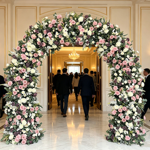 Arco Floral Romántico de Seda Rosa y Morado, Marco de Flores Artificiales para Jardín, Boda, Fotografía Nupcial, Día de la Madre, Graduación - Product Image 3