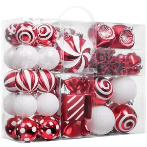 EAGLEGIFTS Various Sizes 3cm/4cm/5cm/6cm/7cm/8cm Custom Logo Traditional Red White Candy Cookie Christmas Ball & Tree Ornament