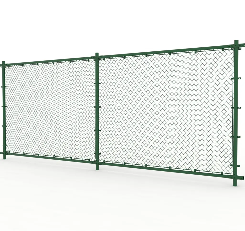 Grey galvanized chain link fence single swing gate