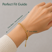 Bracelet en acier inoxydable plaqué or 18 carats PVD, motif géométrique religieux chrétien, chaîne à billes de 3 mm, perles délicates, pour femme