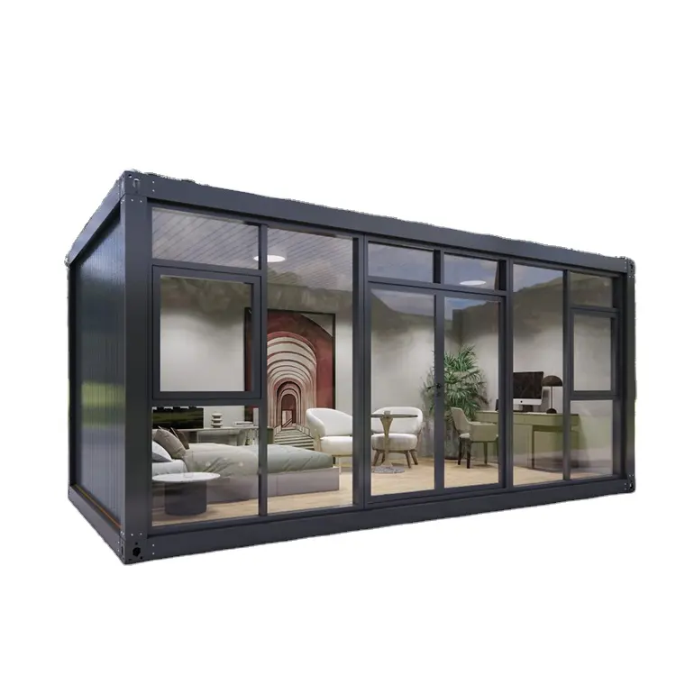 China Fabrikant Lage Kosten Geprefabriceerde Structuur Modulaire Prefab Moderne Glazen Huizen Container Huis Klein Voor Europa