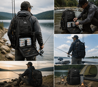 Sac de pêche BONITA personnalisé avec logo, en nylon imperméable, fermeture éclair, 8 à 11 compartiments, grande capacité, équipement de plein air, OEM