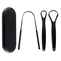 Nettoyant de Langue en Acier Inoxydable Noir Portable, Lavable et Étanche en Forme de U pour Éliminer la Plaque Lingual et les Surcharges – Idéal pour une Hygiène Buccale Optimale