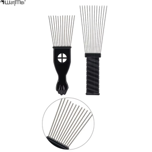Wanmei Peine de Dientes Anchos de Metal para Salón, Peine Afro Americano para Cabello Rizado, Peine de Acero con Agujas Estilo Afro - Product Image 1