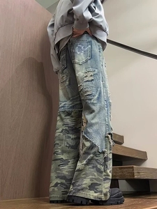 Jeans da donna a gamba dritta in denim, stile retrò, vestibilità regolare, <span class=keywords><strong>con</strong></span> lavaggio colorato, vita media in maglia e chiusura frontale <span class=keywords><strong>con</strong></span> <span class=keywords><strong>bottoni</strong></span> - Product Image 4