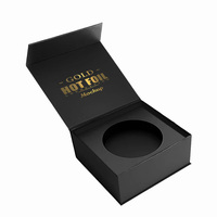 Boîte cadeau magnétique noire mate personnalisée de luxe avec logo en feuille d'or, matériaux recyclés, doublure en éponge, carton rigide pliable, ceinture