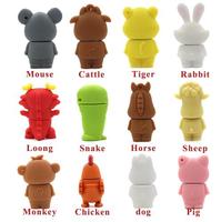 Memoria USB 3D con Diseño de Tigre de Dibujos Animados, 2.0, 1GB, 2GB, 4GB, PVC, Animal, Perro, Conejo, Caballo, Ratón, Pen Drive 3.0, 8GB, 16GB, 64GB, Cerdo, Ganado