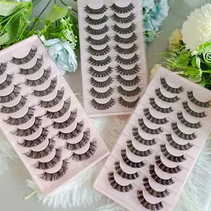 En çok satan dramatik 25mm 10 çift paketi 3D ipek rus kirpikler D DD kıvırmak şerit Lashes