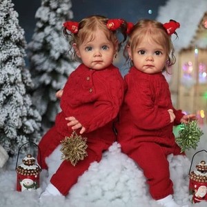 Muñecos Reborn Gemelos de Vinilo y Silicona No Tóxicos con Piel 3D, Niño y Niña Estilo Americano de 55 Cm - Product Image 4