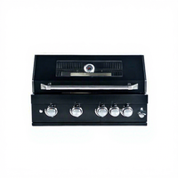 Barbecue à gaz encastrable en acier inoxydable noir, 4 brûleurs, appareil de cuisson pour cuisine extérieure