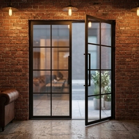 Porte en verre à isolation thermique intérieure en acier sur mesure pour villas modernes, ouverture à gauche, forgée