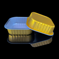 Contenants carrés en aluminium de qualité alimentaire, résistants aux hautes et basses températures, peuvent être chauffés directement au micro-ondes
