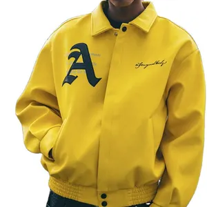 Neuankömmling Digitaldruck Schwere wasserdichte Leder Baseball jacke Bomber jacke für Männer