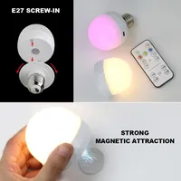 Ampoule LED RGB E27 Globe en plastique, température de couleur 2700K-6500K, chargement USB 5V, télécommande intelligente, intensité variable, pour chambre à coucher, chevet, salon
