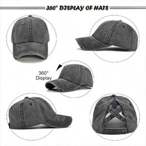 High Quality Vintage Washed Cotton 6-Panel <b>Baseball</b> New Style Mens Ponytail <b>Cap</b> With Cross Design for Children - Product Image 5