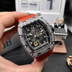 2026 Hot Selling Men's Tonneau Skeleton Automatic <b>Watch</b> Diamond <b>Set</b> Luxury Designer Mechanical Wristwatch OEM - Product Image 3