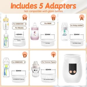 เครื่องอุ่นขวดนมแบบพกพา USB พร้อมอะแดปเตอร์ 5 แบบ อุปกรณ์ให้นมเด็กสำหรับการเดินทาง - Product Image 2