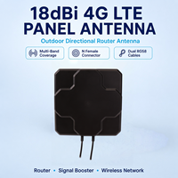 Antena de Panel Celular 4G LTE Multibanda de 18dBi, Negra, 698-2690MHz, Direccional para Exteriores, para Router CPE y Repetidor