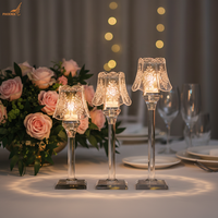 Lampe sur pied en verre cristal, abat-jour, centre de table, bougeoir transparent pour mariage - Grande Vente