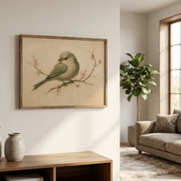 Peinture à l'huile artisanale 100% faite à la main, style Art Déco, petit oiseau peint à la main, sur toile de coton 450 g/m², pour décoration intérieure, vente en gros et dropshipping