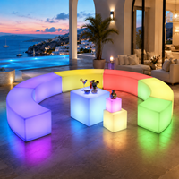 COOLQING Mobilier d'extérieur moderne : Tabouret de bar LED, Canapé de bar en PE, Canapé lumineux pour événements et discothèques, Chaise LED étanche
