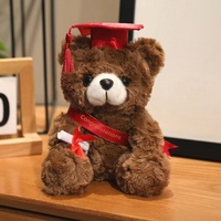 En gros Ours en peluche en coton PP super doux de 7 pouces avec chapeau de docteur, cadeau de remise de diplôme, jouet de bureau apaisant