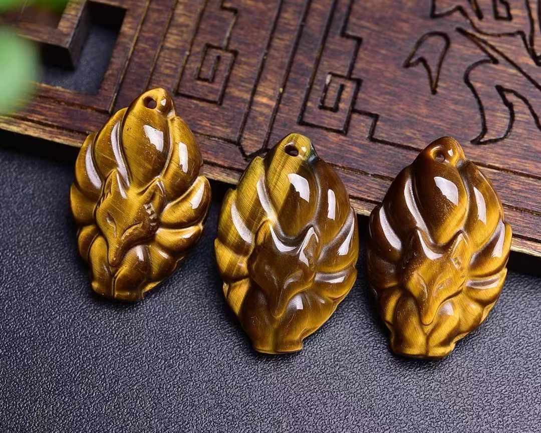 Handmade DIY Jewelry Accessory Tiger Eye Nine-Tailed Fox Pendant