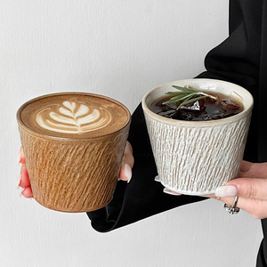 Set di Tazze <span class=keywords><strong>da</strong></span> Caffè in Ceramica Bianca e Marrone Stile Retrò Europeo, <span class=keywords><strong>Bicchieri</strong></span> Riutilizzabili in Porcellana con Logo Personalizzato - Product Image 5