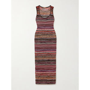 Nouveau français dame dégradé couleur vague motif été tenue décontractée décolleté carré naturel avant creux sans manches tricoté Style - Product Image 3