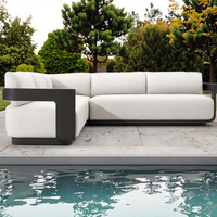 Ensemble de canapés modulaires de luxe en aluminium pour patio, finition artisanale, en forme de L, personnalisable