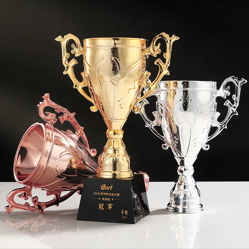 New arrive big crystal gold sliver bronze sport trophy resin cups from china