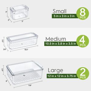 Juego de 10 Organizadores Rectangulares para Refrigerador, Herméticos, Multifuncionales, Ecológicos, de Acrílico Transparente, para Frutas y Verduras - Product Image 2