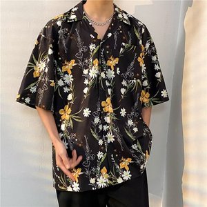 Chemise Hawaïenne Tendance <span class=keywords><strong>pour</strong></span> <span class=keywords><strong>Homme</strong></span> à Manches Courtes en Tissu Glacé, Motif Floral Baroque, Idéale <span class=keywords><strong>pour</strong></span> les Vacances – Nouveauté Dropshipping - Product Image 4
