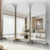 Miroir sur pied pivotant de qualité avec éclairage LED, miroir de sol pour la maison, la chambre à coucher, les magasins de vêtements, miroir de maquillage haute définition