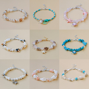 Pulseras de abalorios de entrenador de concha natural, joyería de verano para niñas, pulseras elegantes de playa de surfista, pulsera de piedra de perla de estrella de mar para mujer - Product Image 1