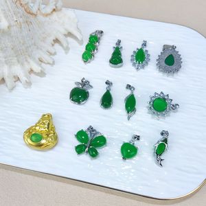 Grosir harga murah batu alam hijau giok emas Buddha labu hati Apple kupu-kupu giok lumba-lumba liontin untuk Diy kalung - Product Image 2