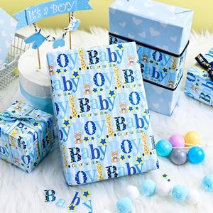Baby Boy Shower <b>Wrapping</b> <b>Paper</b> 17 Inch X 33 Feet Blue Animal Theme Gift Craft - Product Image 4