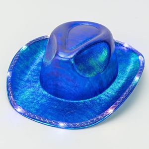 หมวก<span class=keywords><strong>คาวบอย</strong></span>เรืองแสง LED ผ้าโฮโลแกรมสีรุ้ง สำหรับเดินทางและกิจกรรมกลางแจ้ง ขายส่ง - Product Image 1
