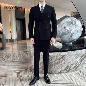 Hot Sale Grid Notched Revers Männlich Günstige Dreiteilige Anzug Bräutigam Hochzeits anzug Mantel Hose Herren Anzug - Product Image 5