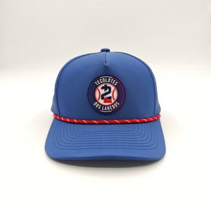 Casquette de sport snapback personnalisée haute qualité 5 panneaux en polyester, motif léopard, dobby, argyle, patch découpé au laser, perforations, imperméable, performance - Product Image 3