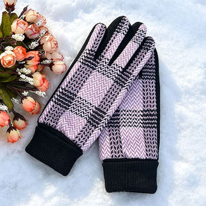 Gants d'hiver pour femmes, doublés polaire, chauds, compatibles écran tactile, motifs brodés personnalisables, vente en gros, pour l'extérieur, avec broderie - Product Image 2