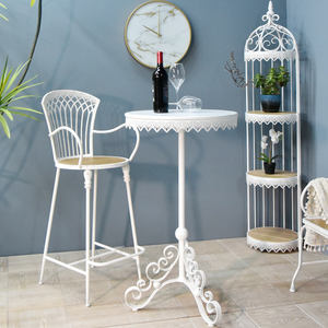 INNOVA European Rustic Style Round White Color Metal High Home <strong>bar</strong> Table Coffee Table for Hotel <strong>Pub</strong> - Product Image 5