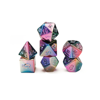 Ensemble de dés en métal électro-plaqué arc-en-ciel, dés polyédriques en métal irisé, dés de jeu de rôle de table, 7 pièces