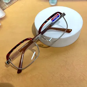 Square Metal Vintage Crystal Glass Lens Big Size Reader Glasses Custom Logo Shades Mens Reading Glasses